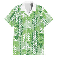 Green Hawaii Tapa Pattern Hawaiian Shirt With Heliconia Vintage Style