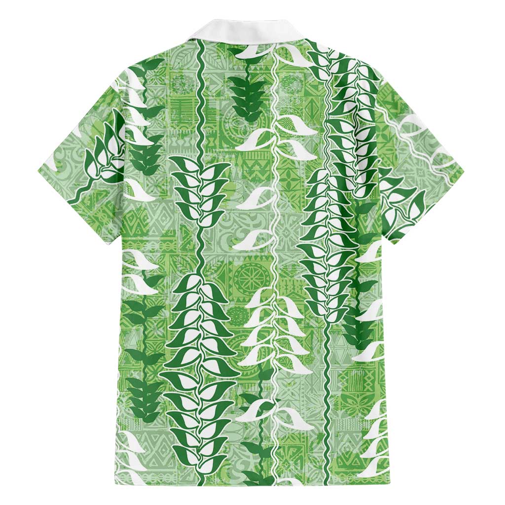 Green Hawaii Tapa Pattern Hawaiian Shirt With Heliconia Vintage Style