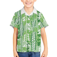 Green Hawaii Tapa Pattern Hawaiian Shirt With Heliconia Vintage Style