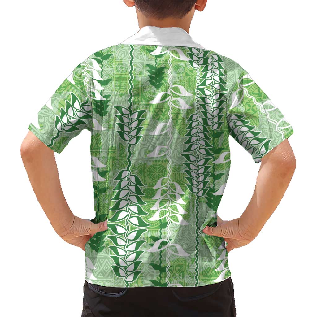 Green Hawaii Tapa Pattern Hawaiian Shirt With Heliconia Vintage Style