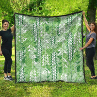 Green Hawaii Tapa Pattern Quilt With Heliconia Vintage Style