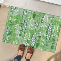 Green Hawaii Tapa Pattern Rubber Doormat With Heliconia Vintage Style