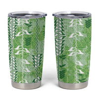Green Hawaii Tapa Pattern Tumbler Cup With Heliconia Vintage Style