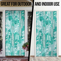 Teal Hawaii Tapa Pattern Door Cover With Heliconia Vintage Style LT05 - Polynesian Pride