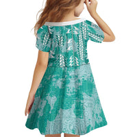 Teal Hawaii Tapa Pattern Family Matching Puletasi and Hawaiian Shirt With Heliconia Vintage Style LT05 - Polynesian Pride