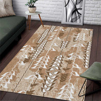 Beige Hawaii Tapa Pattern Area Rug With Heliconia Vintage Style