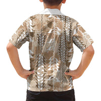 Beige Hawaii Tapa Pattern Kid Hawaiian Shirt With Heliconia Vintage Style LT05 - Polynesian Pride