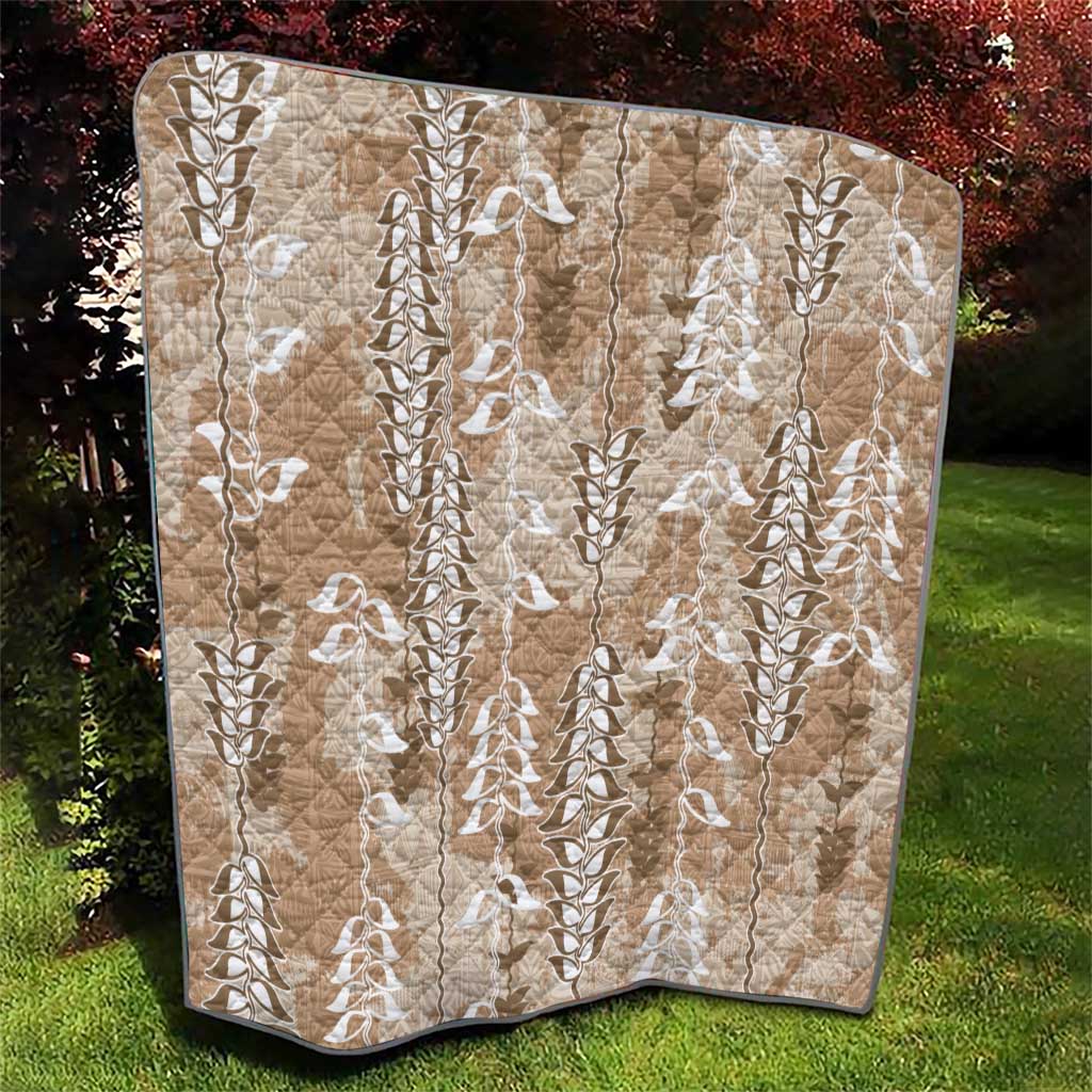 Beige Hawaii Tapa Pattern Quilt With Heliconia Vintage Style LT05 - Polynesian Pride