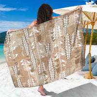 Beige Hawaii Tapa Pattern Sarong With Heliconia Vintage Style
