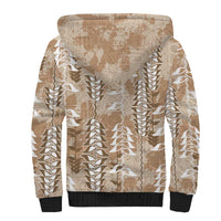 Beige Hawaii Tapa Pattern Sherpa Hoodie With Heliconia Vintage Style LT05 - Polynesian Pride