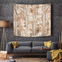 Beige Hawaii Tapa Pattern Tapestry With Heliconia Vintage Style