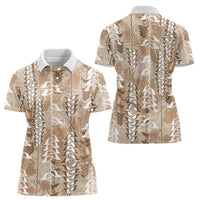 Beige Hawaii Tapa Pattern Women Polo Shirt With Heliconia Vintage Style LT05 - Polynesian Pride