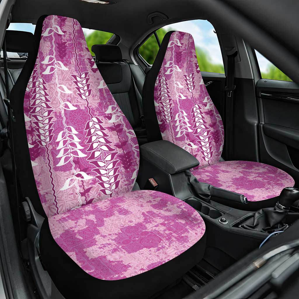 Magenta Hawaii Tapa Pattern Car Seat Cover With Heliconia Vintage Style