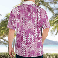 Magenta Hawaii Tapa Pattern Hawaiian Shirt With Heliconia Vintage Style