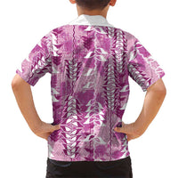 Magenta Hawaii Tapa Pattern Hawaiian Shirt With Heliconia Vintage Style