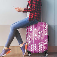 Magenta Hawaii Tapa Pattern Luggage Cover With Heliconia Vintage Style