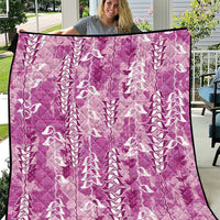 Magenta Hawaii Tapa Pattern Quilt With Heliconia Vintage Style