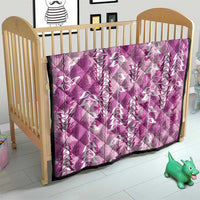 Magenta Hawaii Tapa Pattern Quilt With Heliconia Vintage Style