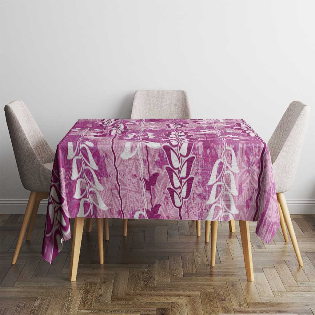 Magenta Hawaii Tapa Pattern Tablecloth With Heliconia Vintage Style LT05 - Polynesian Pride