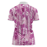 Magenta Hawaii Tapa Pattern Women Polo Shirt With Heliconia Vintage Style LT05 - Polynesian Pride