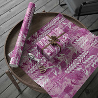 Magneta Hawaii Tapa Pattern Wrapping Paper With Heliconia Vintage Style