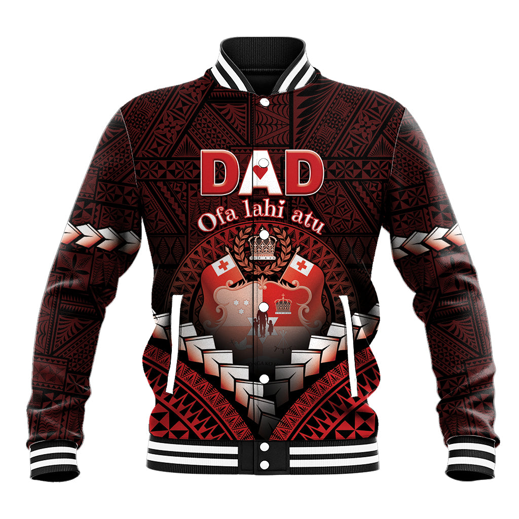 Personalised Tonga Happy Father's Day Baseball Jacket Ofa Lahi Atu Dad Polynesian Tribal LT05 Unisex Red - Polynesian Pride