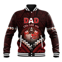 Personalised Tonga Happy Father's Day Baseball Jacket Ofa Lahi Atu Dad Polynesian Tribal LT05 Unisex Red - Polynesian Pride