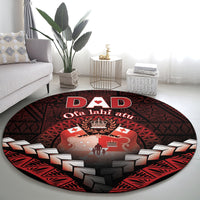 Tonga Happy Father's Day Round Carpet Ofa Lahi Atu Dad Polynesian Tribal LT05 - Polynesian Pride