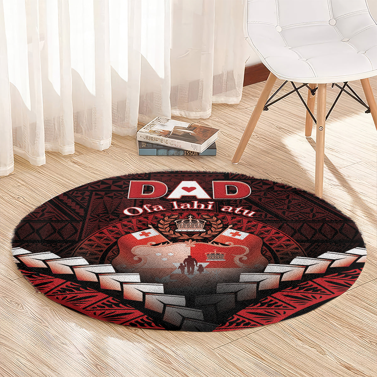 Tonga Happy Father's Day Round Carpet Ofa Lahi Atu Dad Polynesian Tribal LT05 - Polynesian Pride
