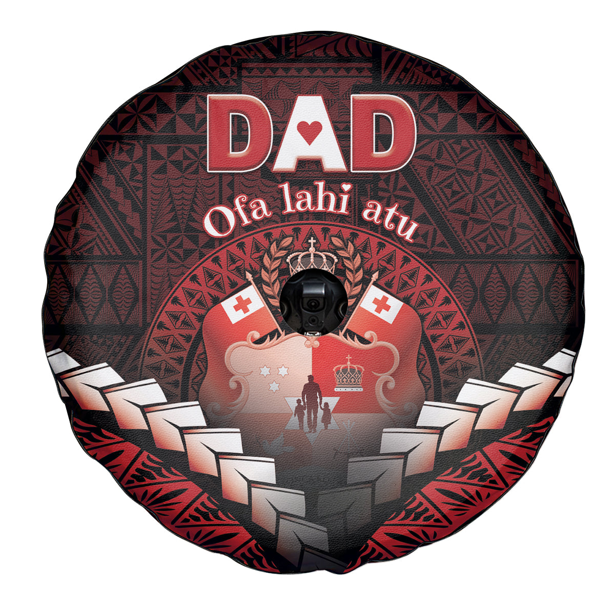 Tonga Happy Father's Day Spare Tire Cover Ofa Lahi Atu Dad Polynesian Tribal LT05 - Polynesian Pride