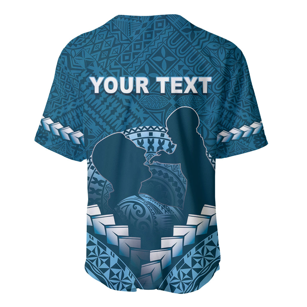 Personalised Fiji Happy Father's Day Baseball Jersey Au Lomani Iko Dad Polynesian Tribal