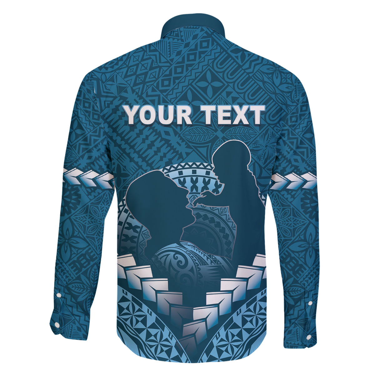 Personalised Fiji Happy Father's Day Family Matching Long Sleeve Bodycon Dress and Hawaiian Shirt Au Lomani Iko Dad Polynesian Tribal