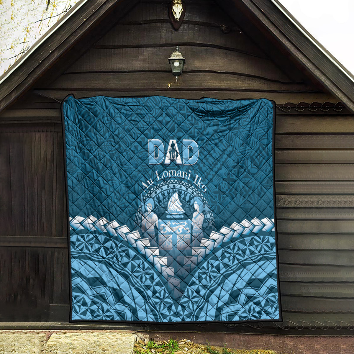 Fiji Happy Father's Day Quilt Au Lomani Iko Dad Polynesian Tribal