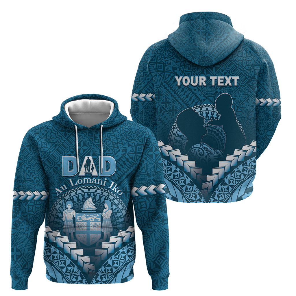Personalised Fiji Happy Father's Day Zip Hoodie Au Lomani Iko Dad Polynesian Tribal