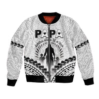 Personalised New Zealand Happy Father's Day Bomber Jacket Aroha Ahau Ki A Koe Papa Polynesian Tribal