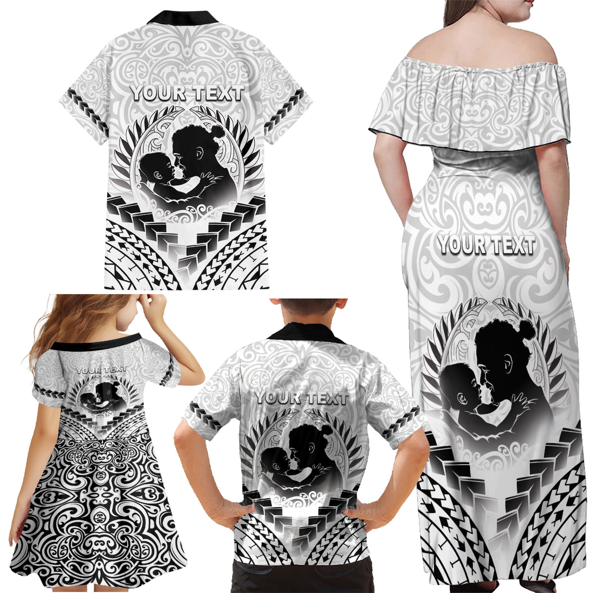 Personalised New Zealand Happy Father's Day Family Matching Off Shoulder Maxi Dress and Hawaiian Shirt Aroha Ahau Ki A Koe Papa Polynesian Tribal