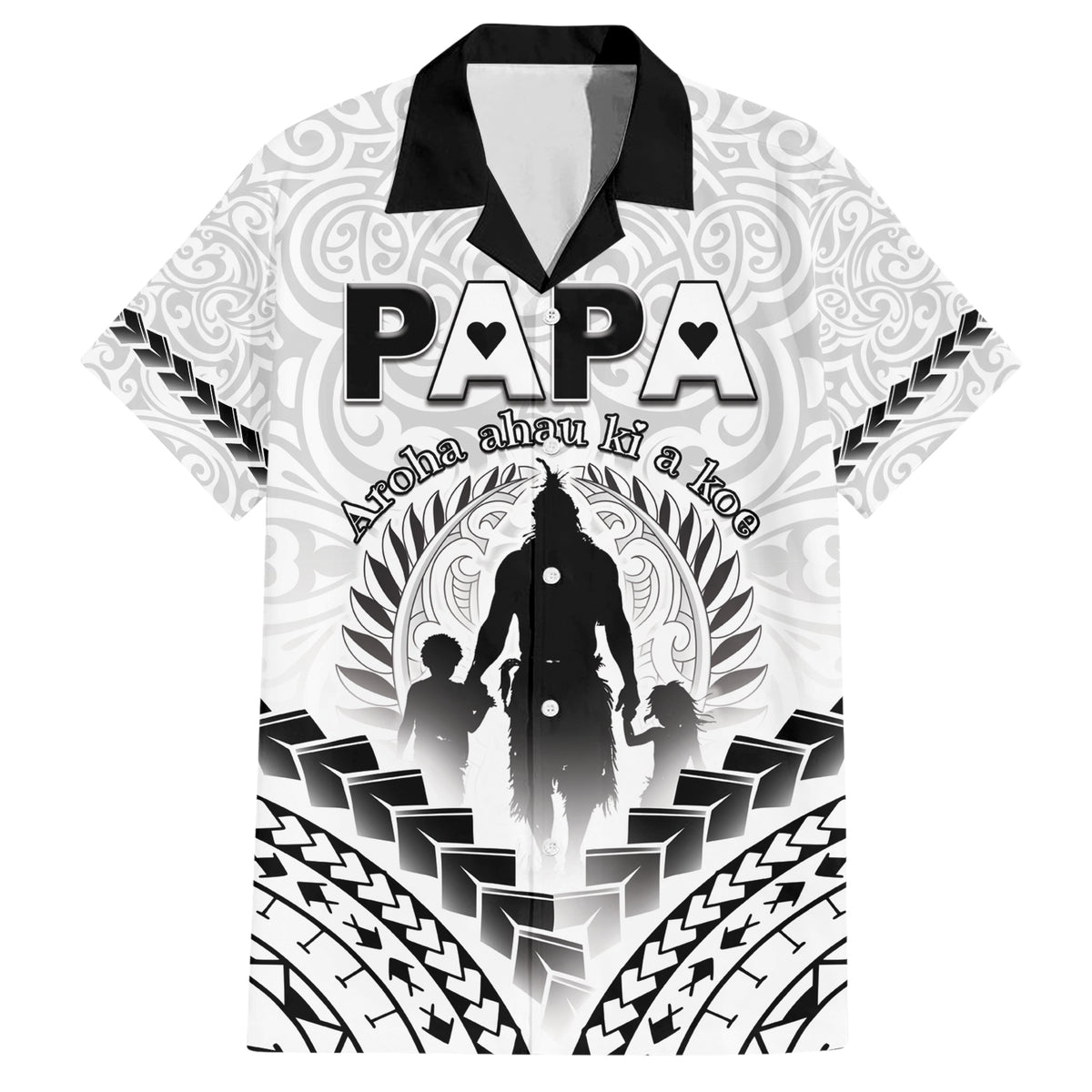 Personalised New Zealand Happy Father's Day Family Matching Short Sleeve Bodycon Dress and Hawaiian Shirt Aroha Ahau Ki A Koe Papa Polynesian Tribal
