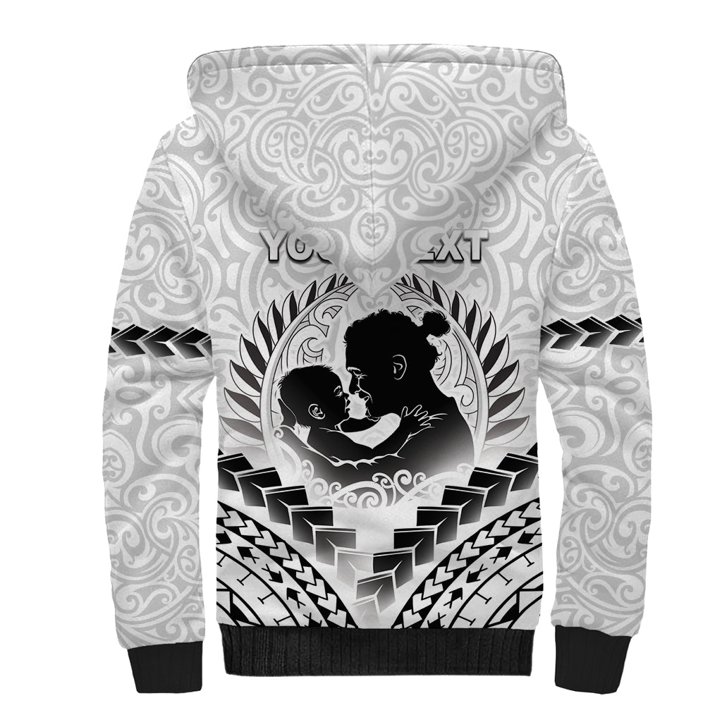 Personalised New Zealand Happy Father's Day Sherpa Hoodie Aroha Ahau Ki A Koe Papa Polynesian Tribal