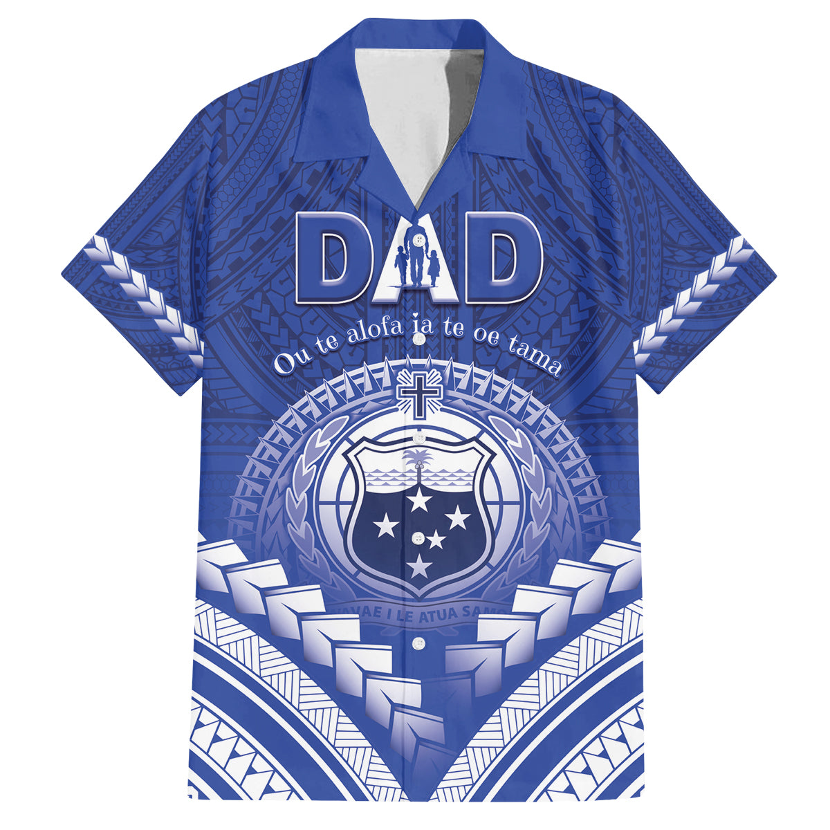 Personalised Samoa Happy Father's Day Family Matching Long Sleeve Bodycon Dress and Hawaiian Shirt Ou Te Alofa Ia Te Oe Tama Dad Polynesian Tribal