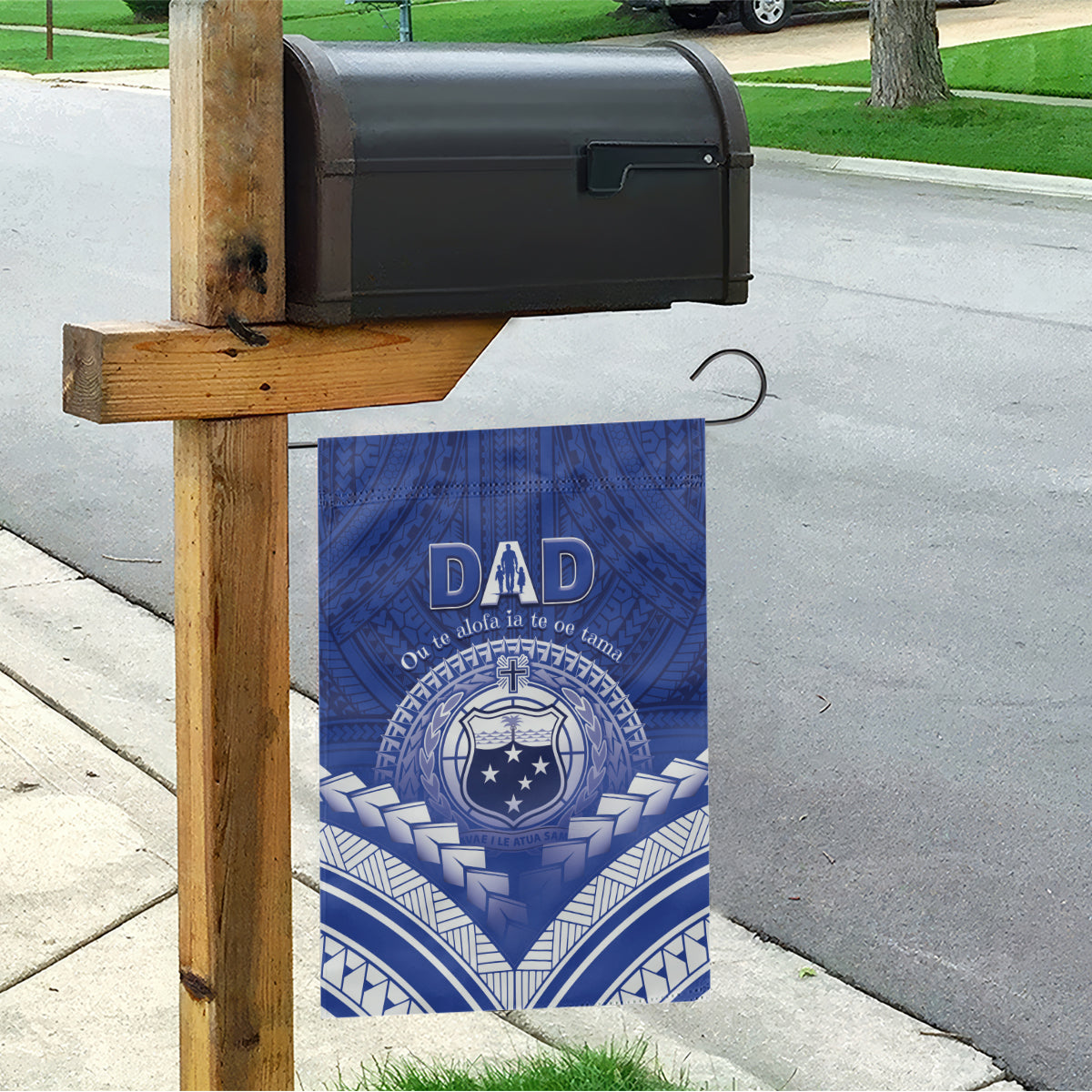 Samoa Happy Father's Day Garden Flag Ou Te Alofa Ia Te Oe Tama Dad Polynesian Tribal