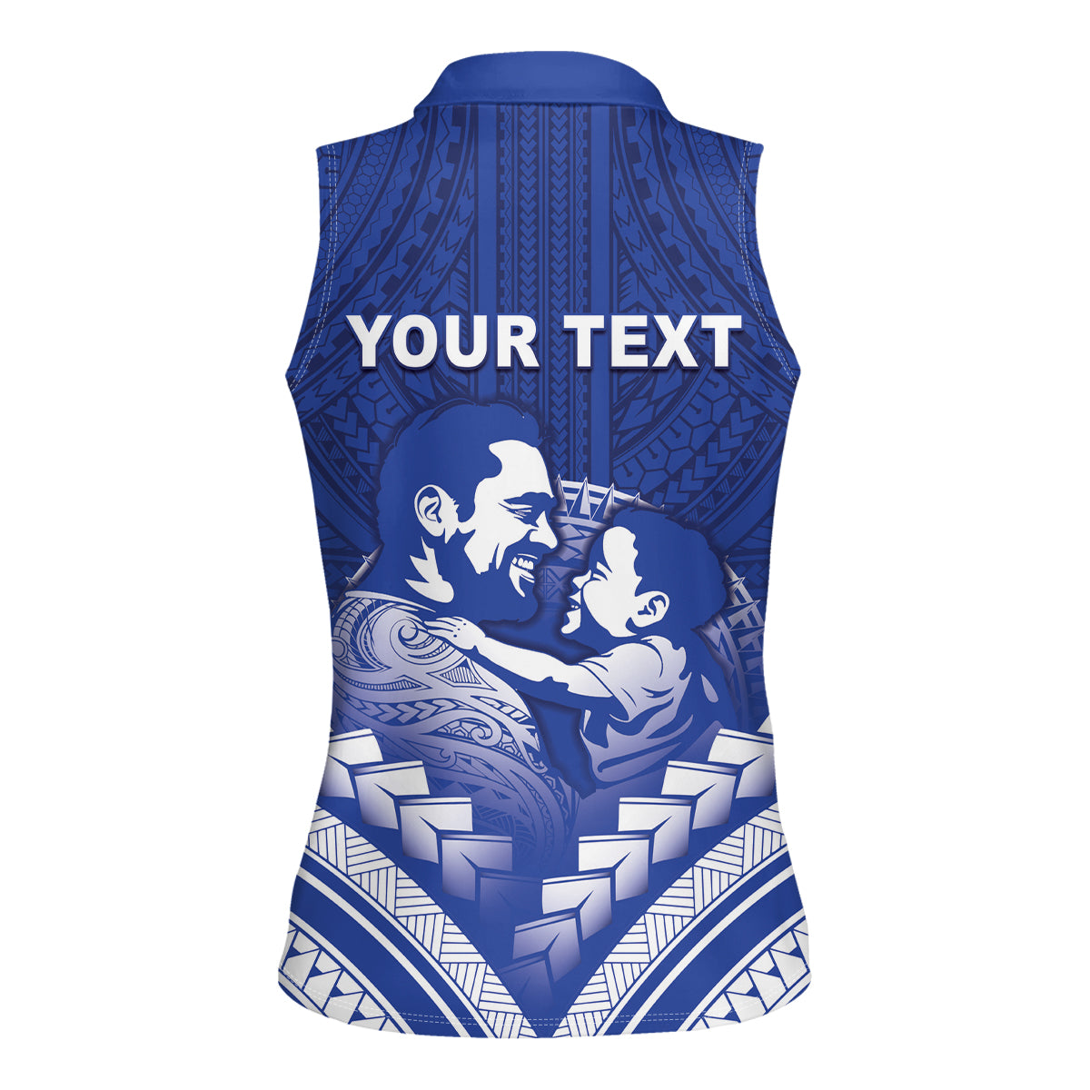 Personalised Samoa Happy Father's Day Women Sleeveless Polo Shirt Ou Te Alofa Ia Te Oe Tama Dad Polynesian Tribal