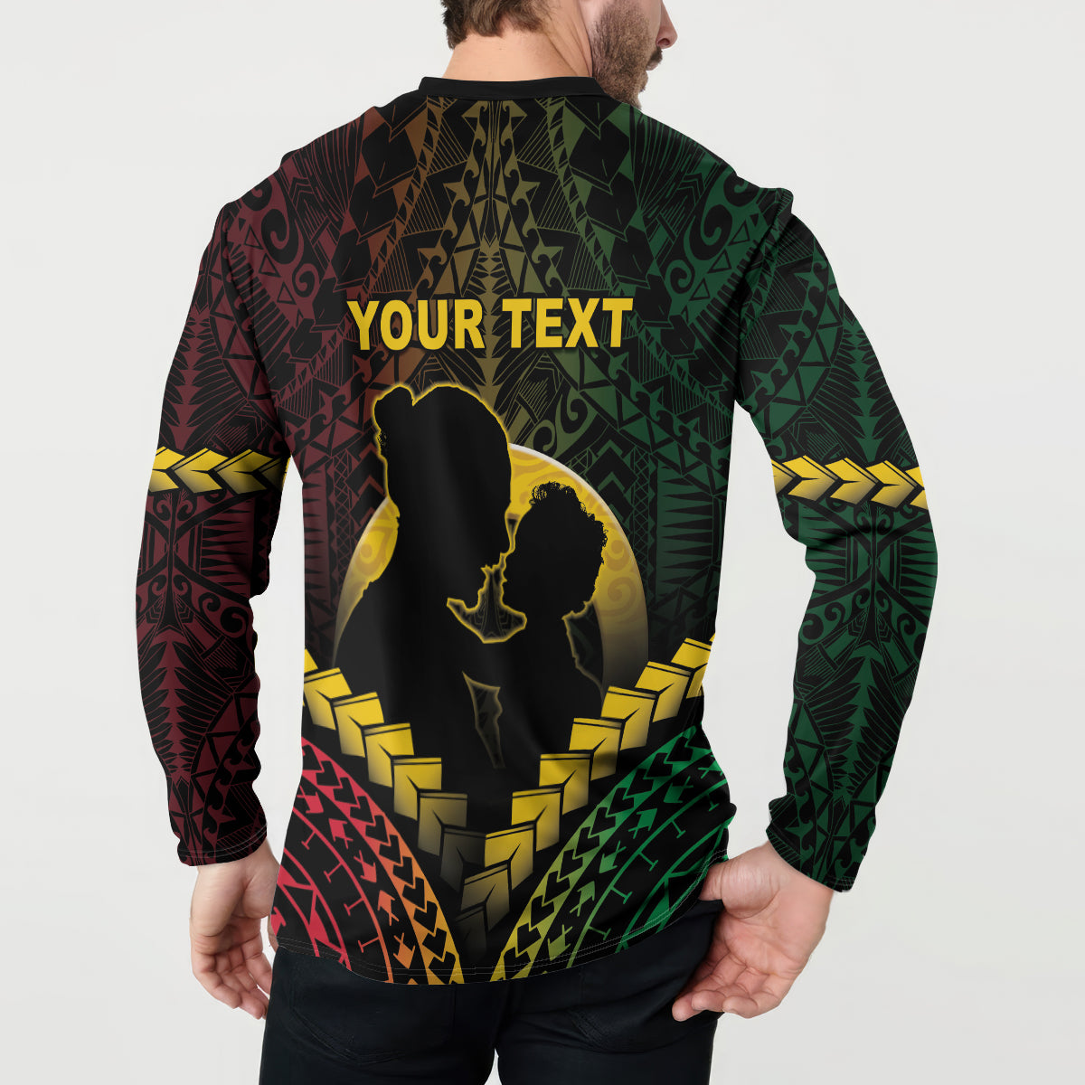 Personalised Vanuatu Happy Father's Day Button Sweatshirt Mi Lavem Yu Papa Polynesian Tribal LT05 - Polynesian Pride