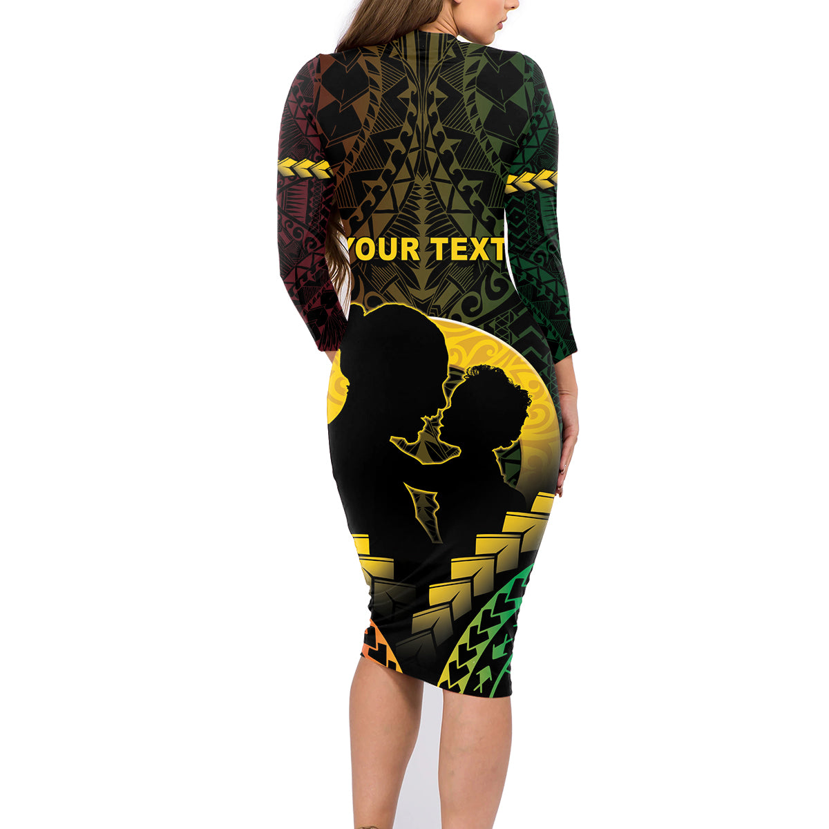 Personalised Vanuatu Happy Father's Day Family Matching Long Sleeve Bodycon Dress and Hawaiian Shirt Mi Lavem Yu Papa Polynesian Tribal