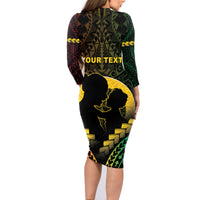 Personalised Vanuatu Happy Father's Day Family Matching Long Sleeve Bodycon Dress and Hawaiian Shirt Mi Lavem Yu Papa Polynesian Tribal