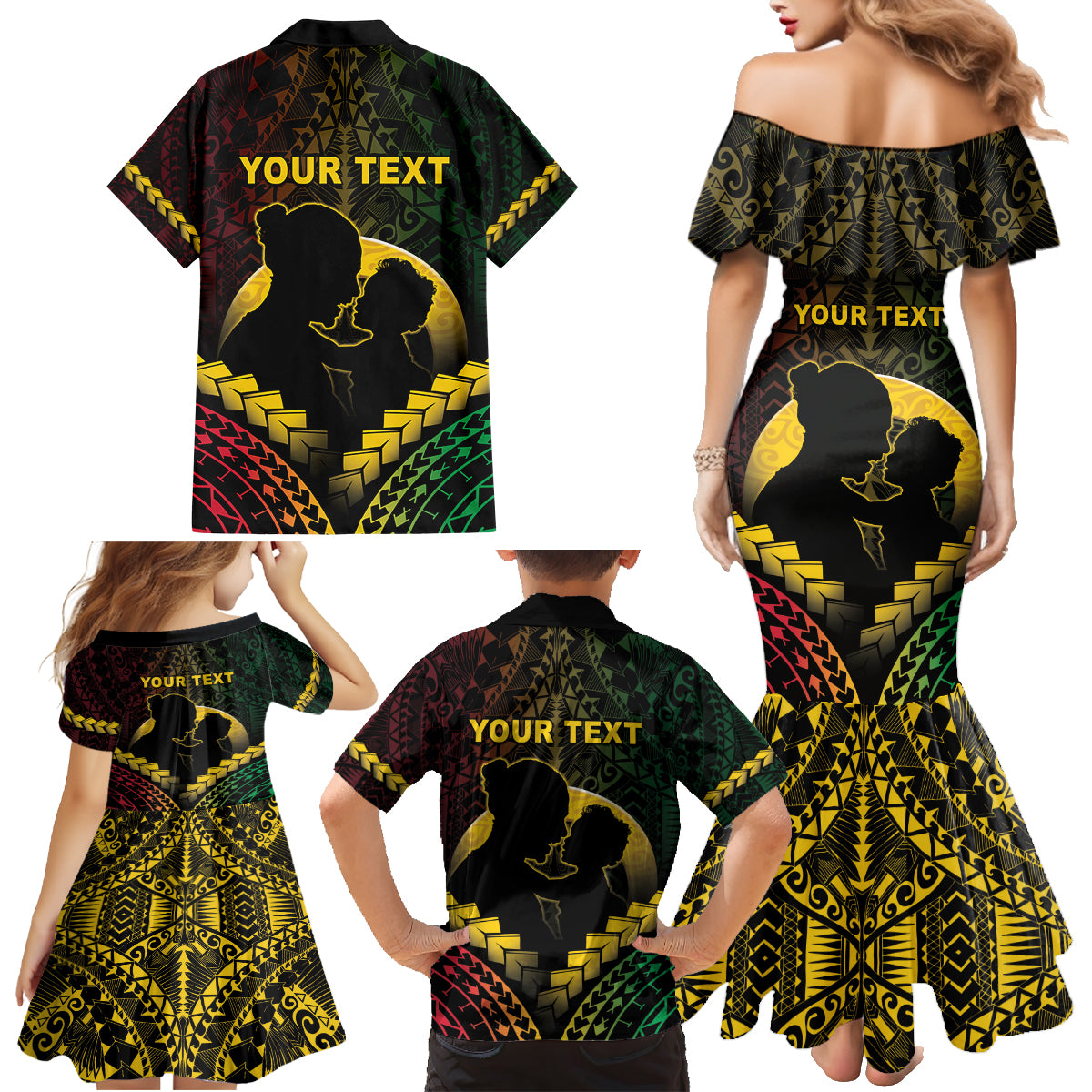 Personalised Vanuatu Happy Father's Day Family Matching Mermaid Dress and Hawaiian Shirt Mi Lavem Yu Papa Polynesian Tribal