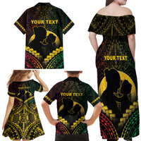 Personalised Vanuatu Happy Father's Day Family Matching Off Shoulder Maxi Dress and Hawaiian Shirt Mi Lavem Yu Papa Polynesian Tribal