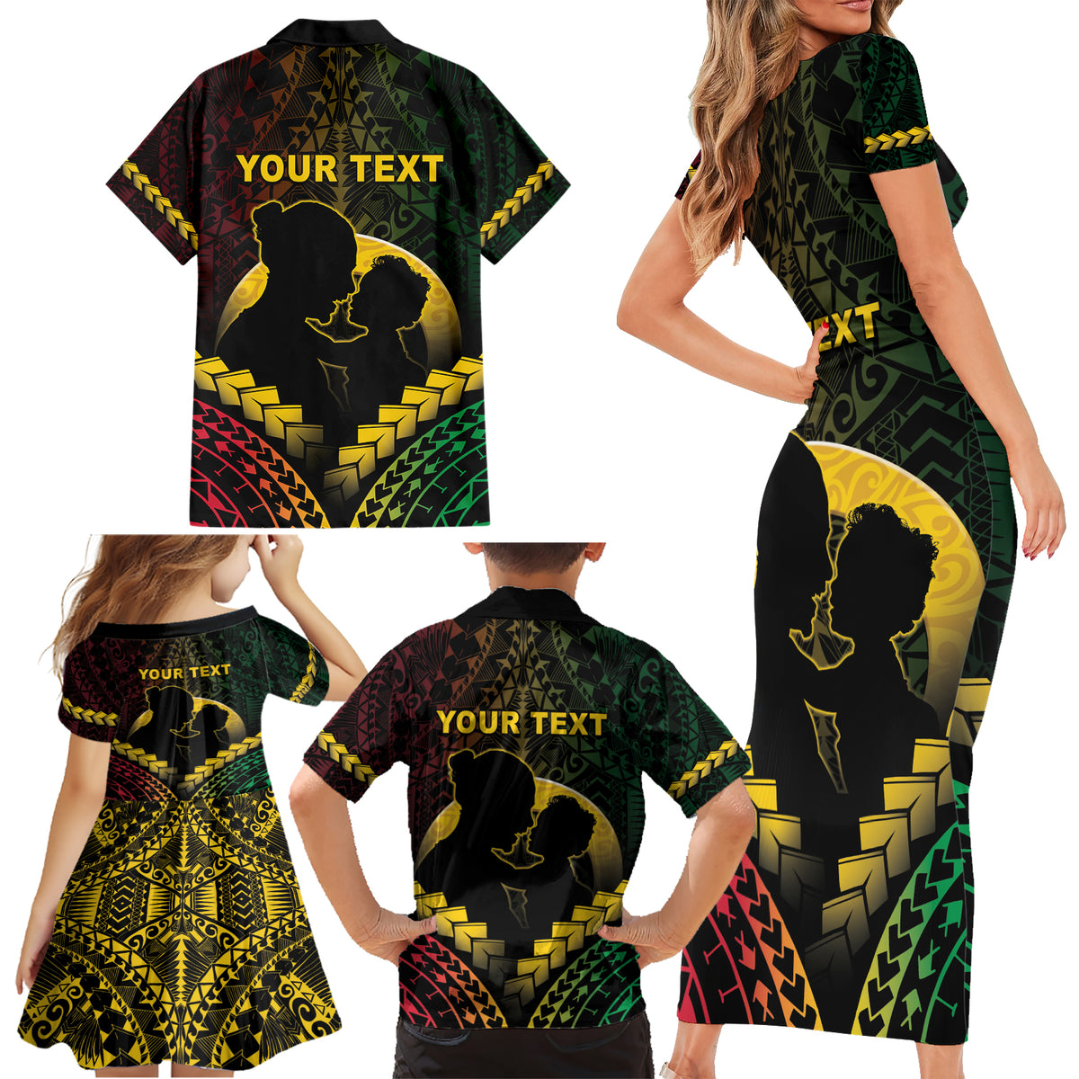 Personalised Vanuatu Happy Father's Day Family Matching Short Sleeve Bodycon Dress and Hawaiian Shirt Mi Lavem Yu Papa Polynesian Tribal