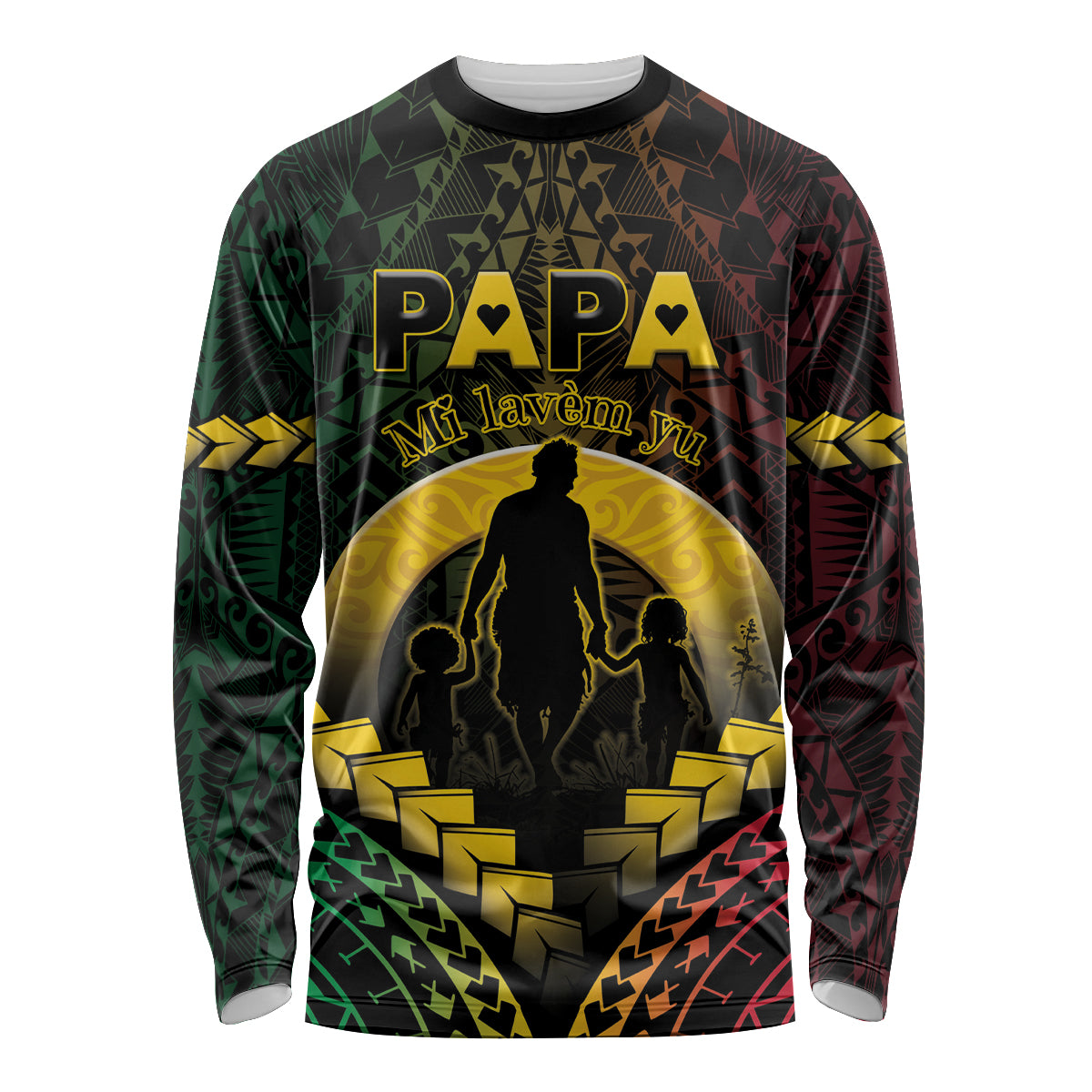 Personalised Vanuatu Happy Father's Day Long Sleeve Shirt Mi Lavem Yu Papa Polynesian Tribal LT05 Unisex Reggae - Polynesian Pride