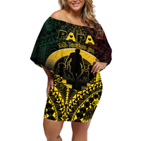 Personalised Vanuatu Happy Father's Day Off Shoulder Short Dress Mi Lavem Yu Papa Polynesian Tribal