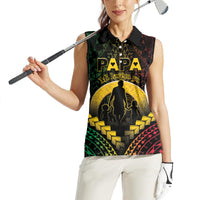 Personalised Vanuatu Happy Father's Day Women Sleeveless Polo Shirt Mi Lavem Yu Papa Polynesian Tribal